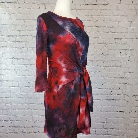 BAILEY Blue Tie Dye Printed Knot Front Dress sz. M - Picture 8 of 9